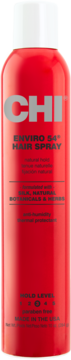 Czerwona butelka lakieru CHI Enviro 54 Hair Spray z białą zakrętką, widok z przodu, zaznaczony poziom utrwalenia 2.