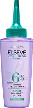 Oczyszczające serum L'Oréal Elseve Hyaluron Pure z kwasem salicylowym, fioletowa butelka, widok z przodu.