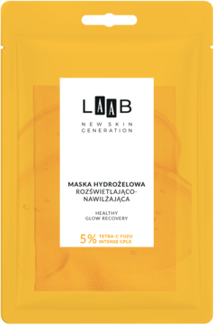 AA LAAB Healthy Glow Recovery,maska w płachcie, rozświetlająco-nawilżająca, Tetra-C Yuzu,przód