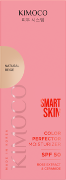 KIMOCO krem BB Color Perfector Moisturizer SPF 50, różowe pudełko, odcień Natural Beige.