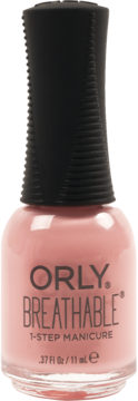 Orly Breathable 1-Step Manicure, jasnoróżowy lakier do paznokci w szklanej butelce z czarną nakrętką, widok z przodu.