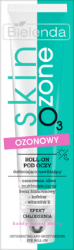 Bielenda Skin O3 Zone dotleniająco-nawilżający roll-on pod oczy w biało-turkusowej tubce, widok z przodu.