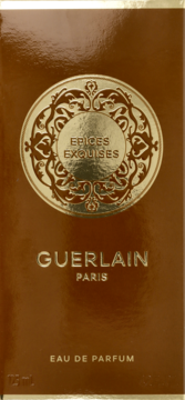 Guerlain Epices Exquises Eau de Parfum 125ml, brązowe pudełko ze złotym emblematem i napisami, widok z przodu.