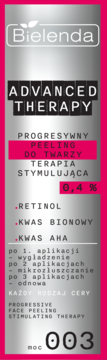 Bielenda Advanced Therapy peeling do twarzy 0.4% retinol, srebrne opakowanie z różowym akcentem, widok z przodu.