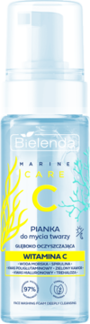 Bielenda Marine Care C głęboko oczyszczająca pianka do twarzy z witaminą C, niebieska butelka, front.