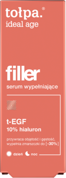 Łososiowe serum tołpa. ideal age filler, 10% hialuron, wypełniające zmarszczki, widok z przodu opakowania.