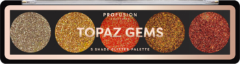 Paleta Profession Topaz Gems, 5 brokatowych cieni do powiek w złoto-czerwonych odcieniach.
