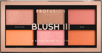 Profusion Blush III: paleta 6 różów i rozświetlaczy, matowych i błyszczących w odcieniach koralu, różu i pomarańczy.