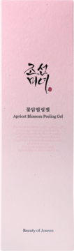 Jasnoróżowe opakowanie żelowego peelingu Beauty of Joseon Apricot Blossom, widok z przodu.