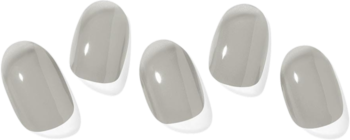Ohora Tint Gray: pięć owalnych naklejek hybrydowych w pastelowym, transparentnym szarym kolorze, błyszczące.