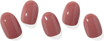 Pięć owalnych naklejek hybrydowych Ohora Cream Rose (marsala), błyszczące, do manicure.