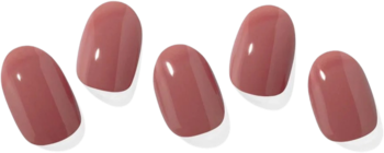Pięć owalnych naklejek hybrydowych Ohora Cream Rose (marsala), błyszczące, do manicure.