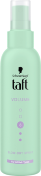 Jasnozielony spray do włosów Schwarzkopf Taft Volume, widok z przodu, poziom utrwalenia 3.
