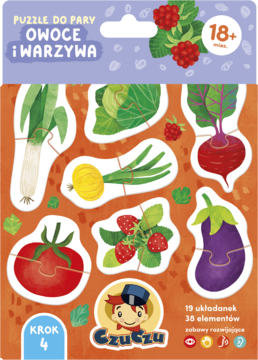 Pudełko puzzli CzuCzu 'Owoce i Warzywa' z 19 parami ilustracji warzyw i owoców, dla dzieci 18+ mies.