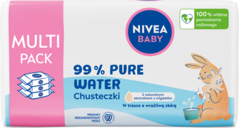 NIVEA BABY ,chusteczki nawilżane 99% pure water,przód
