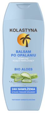 Niebieski balsam po opalaniu Kolastyna z bio aloesem, widok z przodu, nawilżający i kojący skórę.