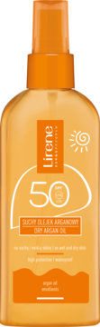 LIRENE ,suchy olejek do ciała, arganowy, SPF 50,przód
