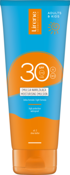 LIRENE Adults & Kids ,emulsja do opalania, nawilżająca, SPF 30,przód