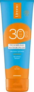 LIRENE ,emulsja do opalania, nawilżająca, SPF 30,przód