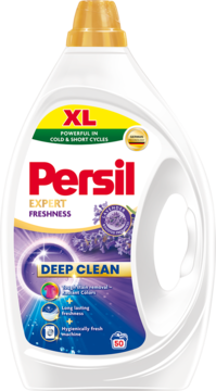 Żel Persil Expert Freshness Deep Clean Lavender, duża biała butelka XL na 50 prań, widok z przodu.