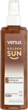 VENUS Golden Sun ,mgiełka do opalania, dwufazowa, SPF 25,przód