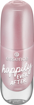 Perłowo-różowy lakier żelowy Essence Gel Nail Colour Happily Ever After, błyszcząca butelka, widok z przodu.