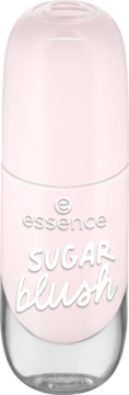 Jasnoróżowy lakier do paznokci Essence Sugar Blush Gel Nail Colour w szklanej butelce, widok z przodu.