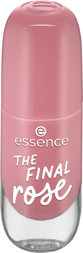 Żelowy lakier Essence Gel Nail Colour 08 The Final Rose, butelka z różową nakrętką, wysoki połysk, widok z przodu.