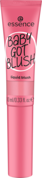 Róż w płynie Essence Baby Got Blush w różowej tubce, z napisem i widoczną pojemnością 10ml, widok z przodu.