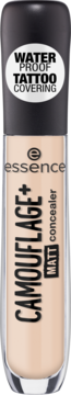 Essence Camouflage+ concealer 23 warm sand w beżowej tubce, wodoodporny, matujący, widok z przodu.