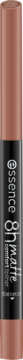Essence 8h Matte Comfort konturówka do ust, brązowy cylinder z czarną etykietą, widok z przodu.