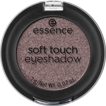 Brokatowy cień Essence Soft Touch nr 03 Eternity w okrągłej czarnej kasetce, widok z góry.
