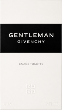 Givenchy Gentleman Eau de Toilette dla mężczyzn, biało-czarne opakowanie z logo, frontowy widok produktu.