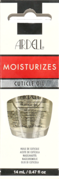 Opakowanie Ardell Cuticle Oil nawilżającego, biało-czerwone, z odblaskową buteleczką, widok z przodu.