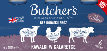 BUTCHER'S ,pełnoporcjowa karma dla psa, odżywcza, w formie kawałków w galaretce,przód