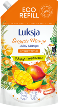 LUKSJA ,mydło w płynie, zapas, Soczyste Mango, różne zapachy,przód