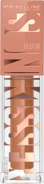 Maybelline Sunkisser Blush, Electric Bronze liquid in clear tube with rose gold cap, front view.