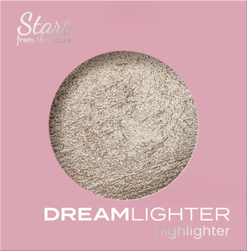 Stars from The Stars Dreamlighter, prasowany rozświetlacz Champagne Fizz w różowym pudełku, widok z przodu.