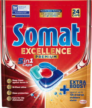 SOMAT Excellence Premium,kapsułki do zmywarki, 5w1,przód