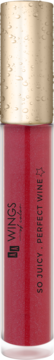 Błyszczyk Wings So Juicy Perfect Wine, głęboko czerwony, ze złotą teksturowaną nakrętką, widok z przodu.