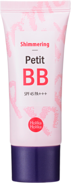 HOLIKA HOLIKA Petit BB Shimmering,krem BB lekki, z filtrem przeciwsłonecznym SPF45 PA+++,przód