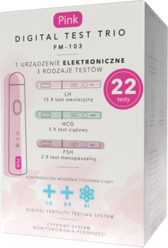 PINK ,test trio cyfrowy, zestaw do monitorowania płodności,przód