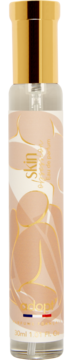 Woda perfumowana Adopt Skin Obsession 30ml, widok z przodu. Szklana butelka z złotym korkiem, napisem Skin i brzoskwiniowym wzorem.