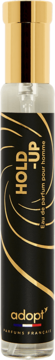 Adopt Hold Up woda perfumowana dla mężczyzn, czarna butelka z złotymi wirami, francuskim napisem, widok z przodu.