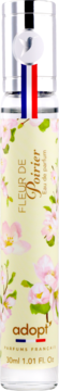 Adopt' Fleur de Poirier 30ml EDP. Jasna, smukła butelka z różowym kwiatowym wzorem i francuską flagą.