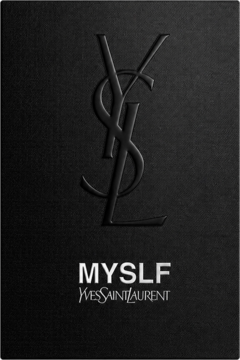 Czarne opakowanie perfum YSL MYSLF z wytłoczonym logo YSL i białym podpisem Yves Saint Laurent.