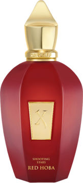 Xerjoff Red Hoba, orientalna woda perfumowana w unikalnej, fasetowanej czerwonej butelce ze złotą zakrętką.