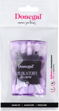 Donegal dwustronne aplikatory do cieni w przezroczystym woreczku foliowym, 30 sztuk, widok z przodu.