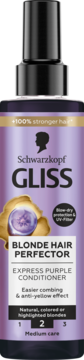 SCHWARZKOPF GLISS Blonde Hair Perfector ,odżywka ekspresowa, ułatwia rozczesywanie i neutralizuje żółte tony,przód