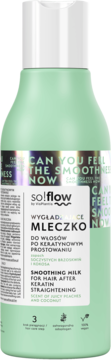 SO!FLOW BY VIS PLANTIS ,mleczko do włosów po keratynowym prostowaniu, zapach soczystych brzoskwiń i kokosa,przód